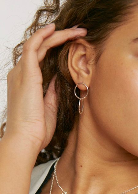Boucles d'oreilles en argent recyclé - double linked stud