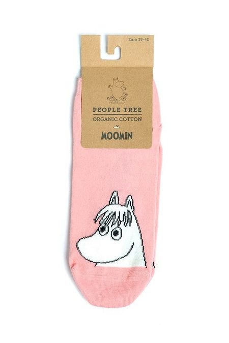 Chaussettes courtes roses en coton bio - moomin