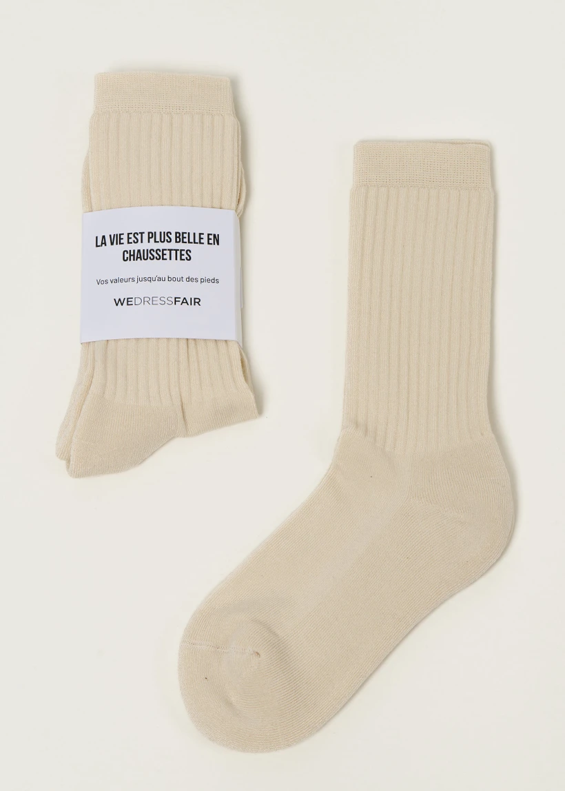 La paire de chaussettes en coton bio | écru - WeDressFair Essentiels