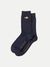 Chaussettes hautes marines brodées en coton bio - olsson sunshine ark navy