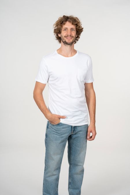T-shirt blanc à poche en coton bio - alder