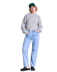 Cardigan en mélange laine et mohair recyclés | gris "beni light grey"