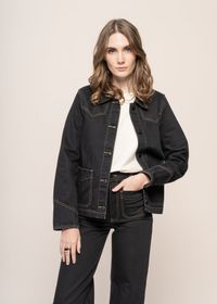 Veste denim en coton bio | noir "kelly western denim jacket black"