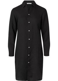Robe chemise noire en lin bio - heather classic linen dress black jet