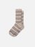 Chaussettes rayées en coton et polyester recyclé | beige et marron "men chunky socks prairie strip" - Nudie Jeans