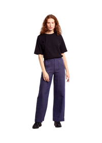 Pantalon cargo en coton bio et chanvre | marine "workwear pants vara hemp navy black iris"