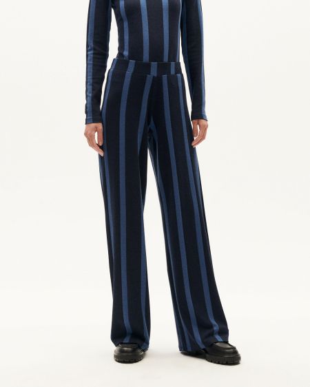 Pantalon droit en matières recyclées | bleu "navy dark heritage betty pants" - Thinking Mu