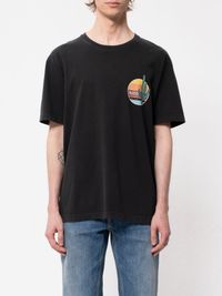 T-shirt imprimé noir en coton bio - uno cactus black