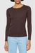 T-shirt manches longues en coton bio | marron "rib scoop neck long sleeved chocolate plum"