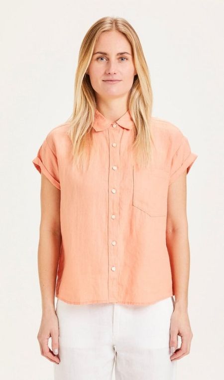 Chemise à manches courtes corail en lin - aster