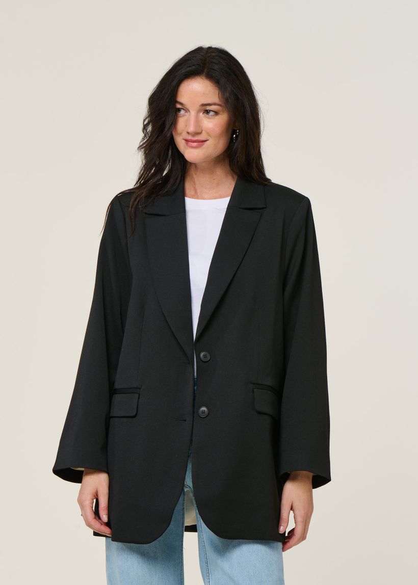 Blazer noir en recyclé et tencel - durance black - Jan'n June