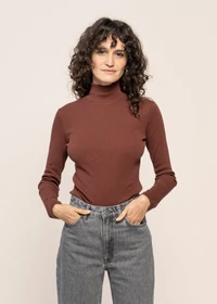 T-shirt manches longues en coton bio | marron "coffee rib aine top"