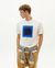 T-shirt blanc imprimé carré bleu en coton bio - yes to art t-shirt snow white