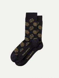 Chaussettes noires à motifs jaunes en coton bio - olsson dices