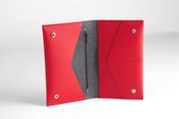 Portefeuille rouge en cuir recyclé - flat purse