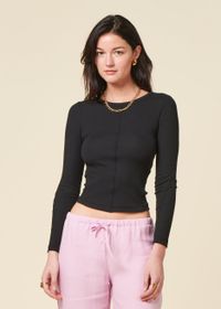 T-shirt manches longues en modal et coton bio | noir "black susan top"