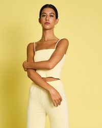 Crop top jaune clair en coton bio - sol faded lemon