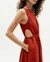 Robe midi en coton bio | rouge "orangered cuadrito kin dress" - Thinking Mu
