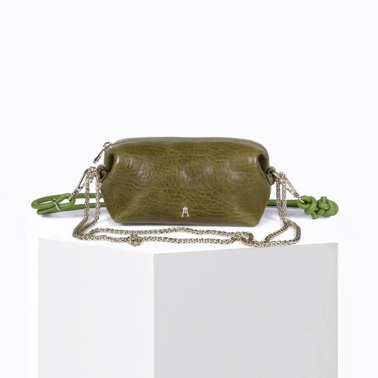 Sac à main cuir tannage végétal | vert "nuage - bubble olive" - Craie Studio