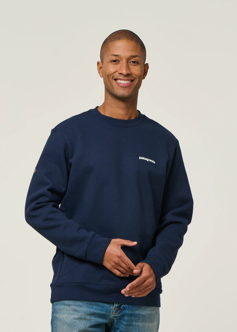 Sweat en matières recyclées | noir "fitz roy icon uprisal crew new navy" - Patagonia