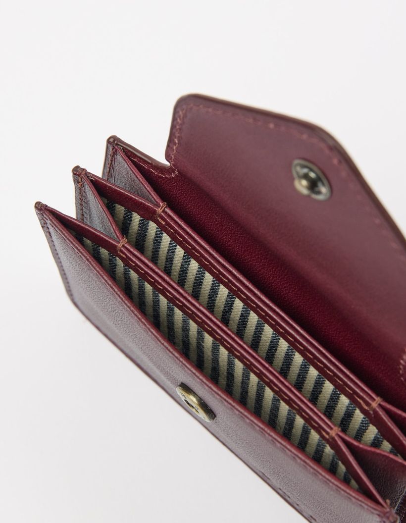 Portefeuille en cuir certifié | rouge "harmonica - dark cherry leather" - O My Bag