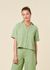 Chemise en gaze de coton biologique | vert "bubble cropped blouse light green"