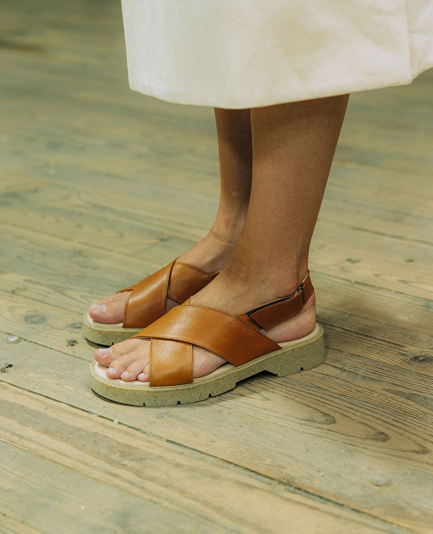 Sandales made in france en cuir sans chrome marron 