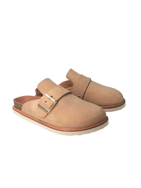 Sabots en cuir suède certifié | beige "izar velour almond" - Genuins