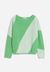 Pull ample bicolore vert en laine et coton bio - saadie striped light apple neon