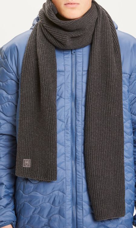 Echarpe grise en coton bio - juniper ribbing scarf dark grey melange