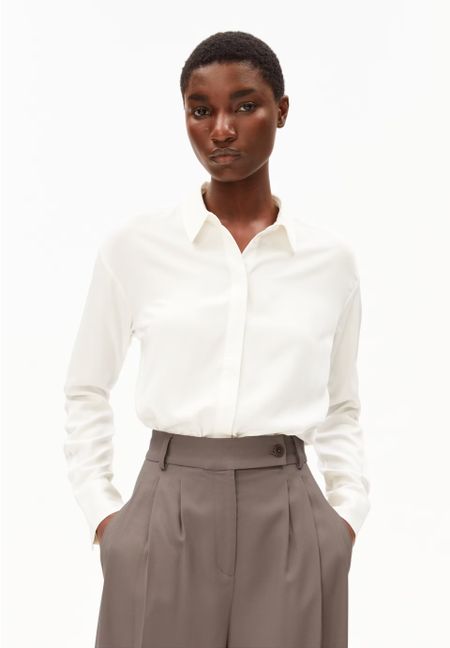 Chemise en ecovero | blanc "larisaana longsleeve - off white" - Armedangels