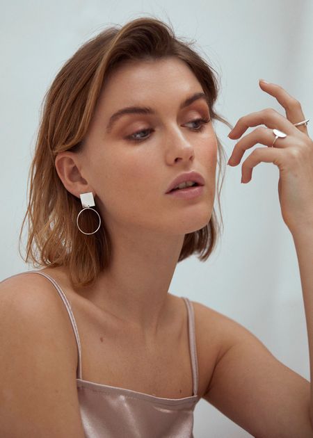 Boucles d'oreilles en argent recyclé -  geo shape studs