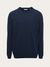 Pull en maille marine en laine bio - basic o-neck knit total eclipse