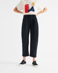 Pantalon léger ample noir en coton bio - rhino