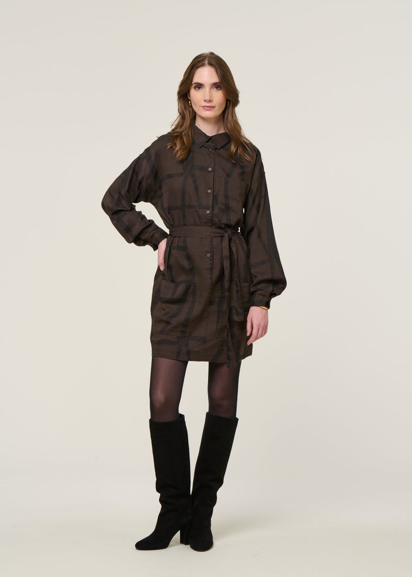 Robe en coton bio et ecovero | marron "izua - kintsugi" - SKFK