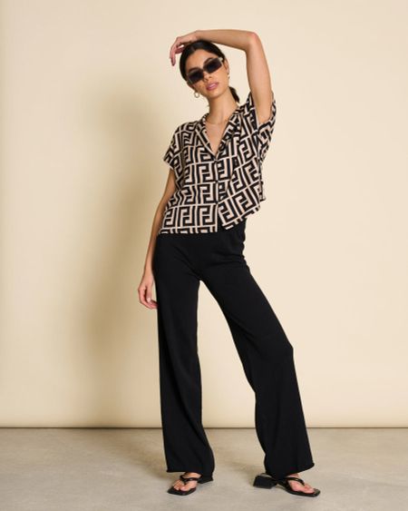 Chemise à motifs en ecovero - blouse tierra meander print