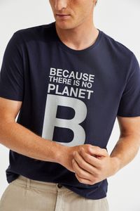 T-shirt marine imprimé blanc en coton bio - natal great b