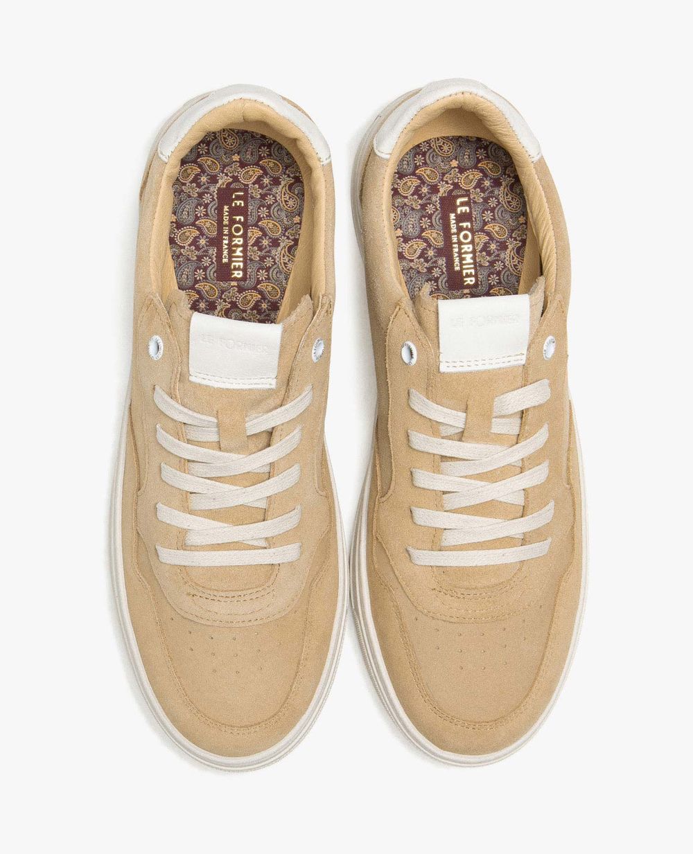 Baskets en cuir certifié beige 