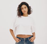 T-shirt court en coton bio | blanc "true boxy crop tee white"