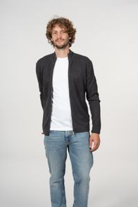 Gilet zippé gris en coton bio - field dark grey melange