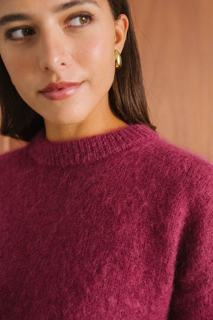 Le pull séréna en mohair certifié | framboise - Bonjour Demain