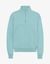 Sweat camionneur mixte col zippé bleu canard en coton bio - teal blue