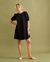 Robe courte noire en coton bio - floreta