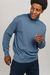 Pull col roulé bleu en coton bio - glaan solid blue steel