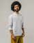 Chemise col mao bleue en lin et coton bio - slub henley shirt blue