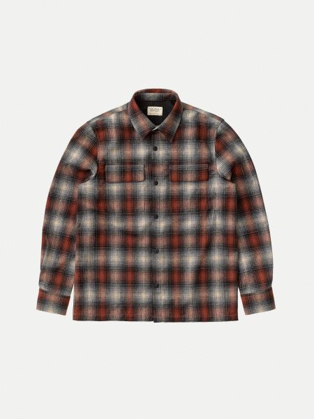 Chemise à carreaux en laine recyclée - sten shadow check wool poppy red