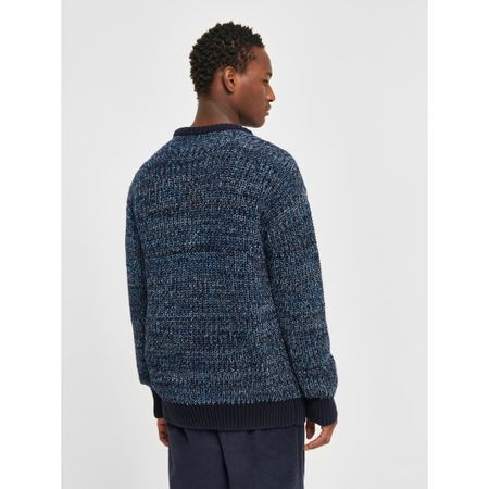 Pull en maille de coton bio | mélange de bleu "multicolored crew neck blue aop" - Knowledge Cotton Apparel