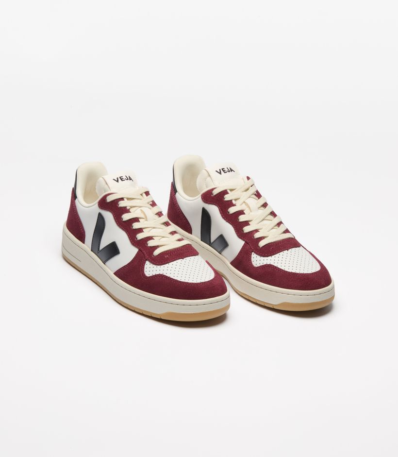 Baskets en cuir | multicolor "v-10 prime - white_black_amarante" - Veja