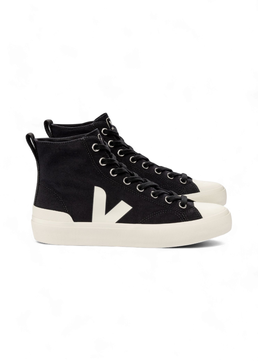 Baskets montantes en coton bio | noir "wata ii canvas black pierre" - Veja
