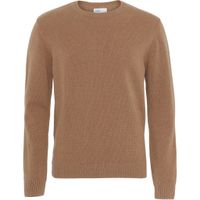 Pull col rond camel en laine mérinos recyclée - sahara camel